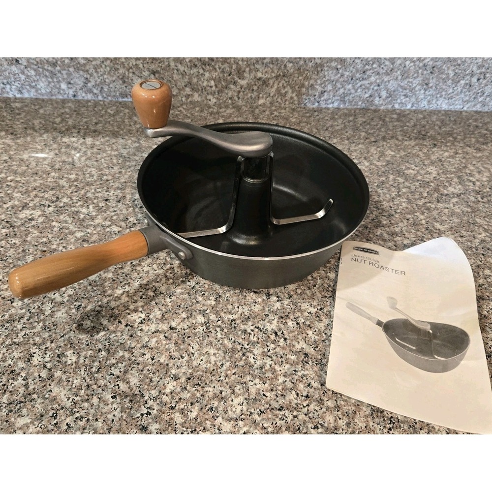 Nut Roaster‎ Pan Non-Stick Aluminum for Stove Top Unbranded Wooden Handles 10"